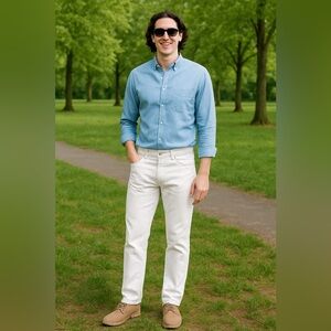 Amazon Essentials Men's Straight leg athletic cut White Jeans. Pristine sz 42/32